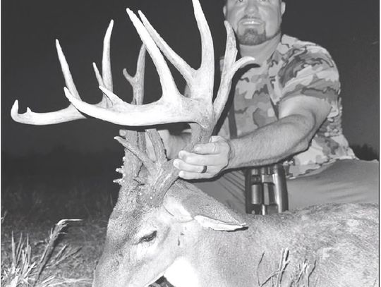 78 6/8 B&amp;C. Forrest Hodges, 37, with the trio of free ranging whitetaiis he took off his property in Cherokee County between Sept. 28 and Oct. 1 using Managed Lands Deer permits provided by the Texas Parks and Wildlife Department. All of the bucks were 7 1/2 years old. Contributed phot...