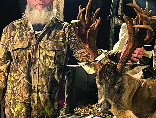 Justin Wigley with the massive 23 pointer he took on Nov. 3. Scoring 211 gross and 203 1/8 net, the free-ranging buck is the biggest non-typical ever reported from Angelina County and is sure to be one of the best bucks reported statewide this season. (Courtesy Photo, Justin Wigley)