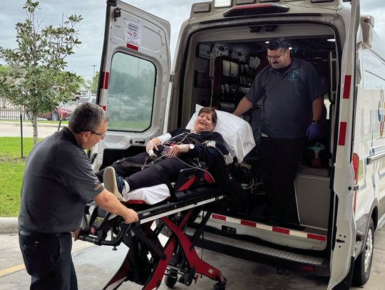 Cuero Regional Hospital EMS transports the heart attack 'patient' in a STEMI (ST-Elevation Myocardial Infarction) Drill conducted by CRH and DeTar Healthcare System. By conducting these realistic training exercises, hospitals, EMS teams, _rst responders and EMS students at Victoria College...