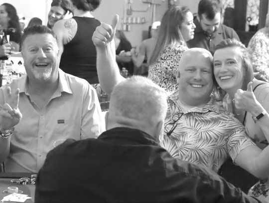 Gamblers (L-R) Marcie Louderback, Mike Baumgartner and Elliott Henson have winning hands at the Kentucky Derby themed Casino Night on Aug. 2 at The Venue on Church Street. The following day continued the fundraiser for the Cuero Chamber of Commerce and Agriculture with a World Series of Cu...