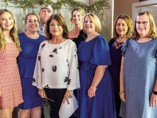 The 2025 Yorktown Chamber of Commerce leadership includes, from left, Brylee Clayton, Executive Director Katie Newman, Vice President Chad Buesing, President Sylvia Hernandez, Secretary Tiffany Lemke, Director Mandy Hahn, Director Nelda Sertuche, and Director Amy Lamprecht. PHOTO BY ELE CH...