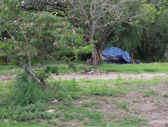 The former resident of 216 S. Church Street, a relative of the owner, now lives in a tent on the property. Some have expressed concern for the man’s welfare as temperatures rise in summer. STAFF PHOTOS
