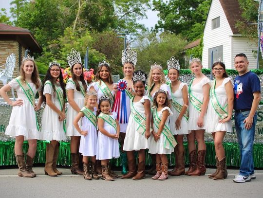 The 2024 Miss Cuero Court before the Yoakum Tom Tom parade last year. Pageant organizer Jason Burmeister is on the right.