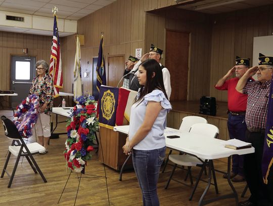 America’s fallen soldiers during “Taps” on Memorial Day at the American Legion #3 Dinter Post. (Staff Photo)