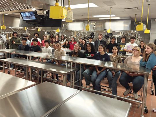 Yorktown High School Culinary Arts students and Center Point High School (CPHS) Culinary Arts students join together for a picture at the newly established CPHS commercial kitchen. CONTRIBUTED PHOTO