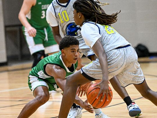 Melo Perez reaches to steal the ball on defense against Liberty. The Gobbler’s next game will be on December 28th against Taylor. (Photos by Courtney Kubesch)