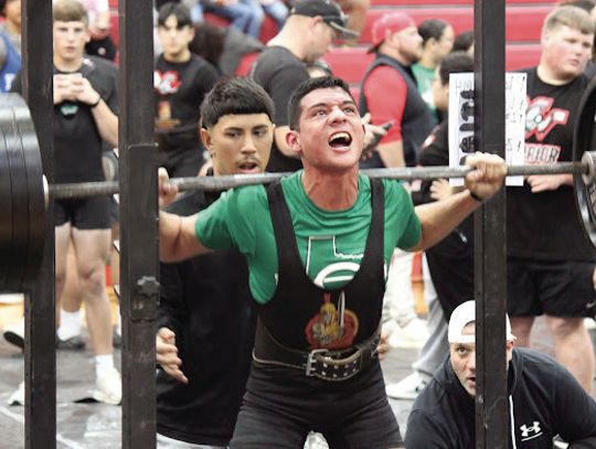 Zachary Maldonado on the squat rotation during the Clash of the Titans meet. (Contributed Photo)