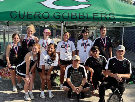 The CHS tennis teams at District 28-4A Tennis Championships in San Antonio. (Contrbuted Photo)