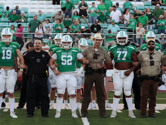 Last Friday night was also First Responder Appreciation Night with the Gobblers linking arms in support of Cuero’s first responders. (Photos by Mike Cantu)