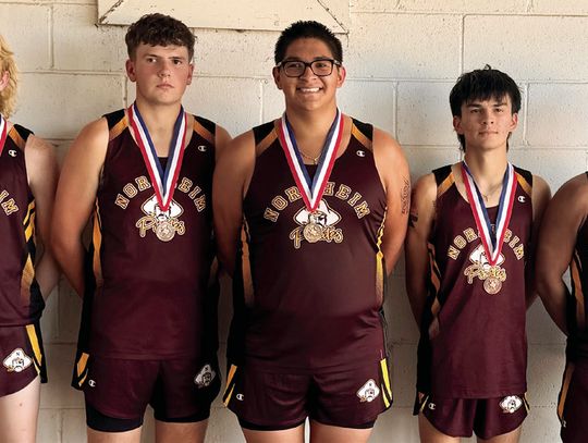 The Pirates placed 3rd as a team. L-R: Layne Wisian 6th place, Mayson Buch 20nd, Connly Metting 13th, Pedro Villanueva 30th, Michael Ramirez 16th, Jacob Torres 31st, and Skylar Garcia 5th. CONTRIBUTED PHOTOS