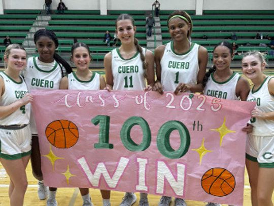 The Seniors of the Lady Gobbler Basketball Team celebrated their 100th win as the Class of 2025. Photo by Mary Kate Goebel