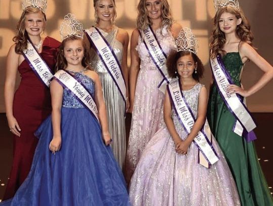 Yorktown Senior Brycen Allman (third from the left), the current 2023/24 Miss Yorktown, was crowned Miss Victoria on July 27 at the Miss Victoria Pageant. Brycen is the daughter of Matt and Gina Allman. CONTRIBUTED PHOTO