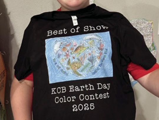 Cooper Clinton sports his award for his Best of Show entry in the KCB Earth Day Coloring Contest. (Contributed Photo)
