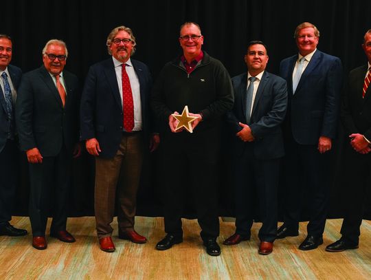 Pictured from Left to Right: TWC Commissioner Representing Labor Alberto Treviño III, Workforce Solutions Golden Crescent Executive Director Henry Guajardo, TWC Chairman Bryan Daniel, Jeff Cantrell, Vice-President of Manufacturing and Operations, StudioBuilt, TWC Commissioner Representing...