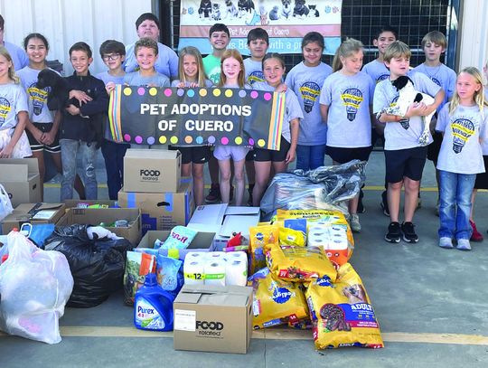 Twenty two students from Yorktown Elementary School collected 578 items to donate to Pet Adoptions of Cuero. CONTRIBUTED PHOTO