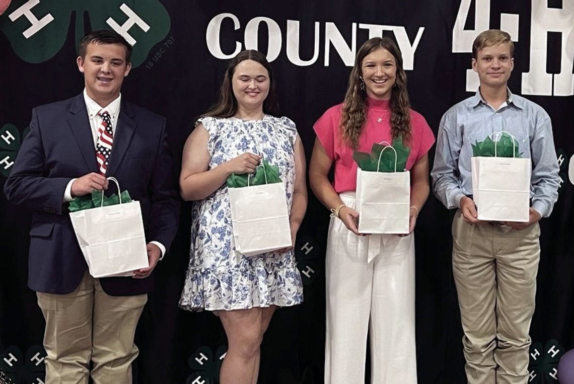 Incoming DeWitt County 4-H Ambassadors – Gunnar Frank, Jana Justiss, Ella Jander, Andrew Hahn. Not Pictured: Caleb Keller. (Contributed Photos)