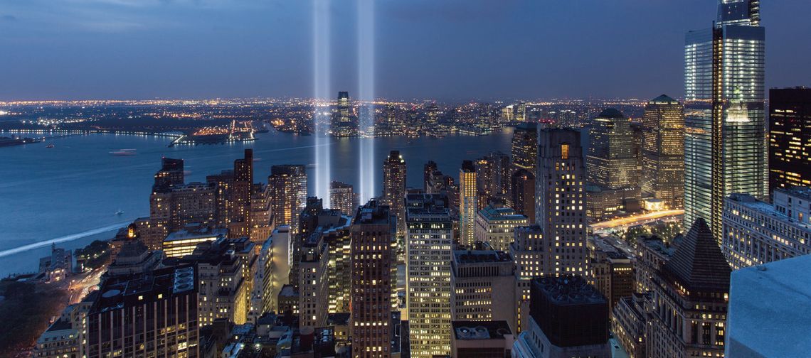 The 9/11 Memorial’s Tribute in Light art installation is lit every year on September 11 from dusk until dawn. PHOTO BY METROCREATIVE