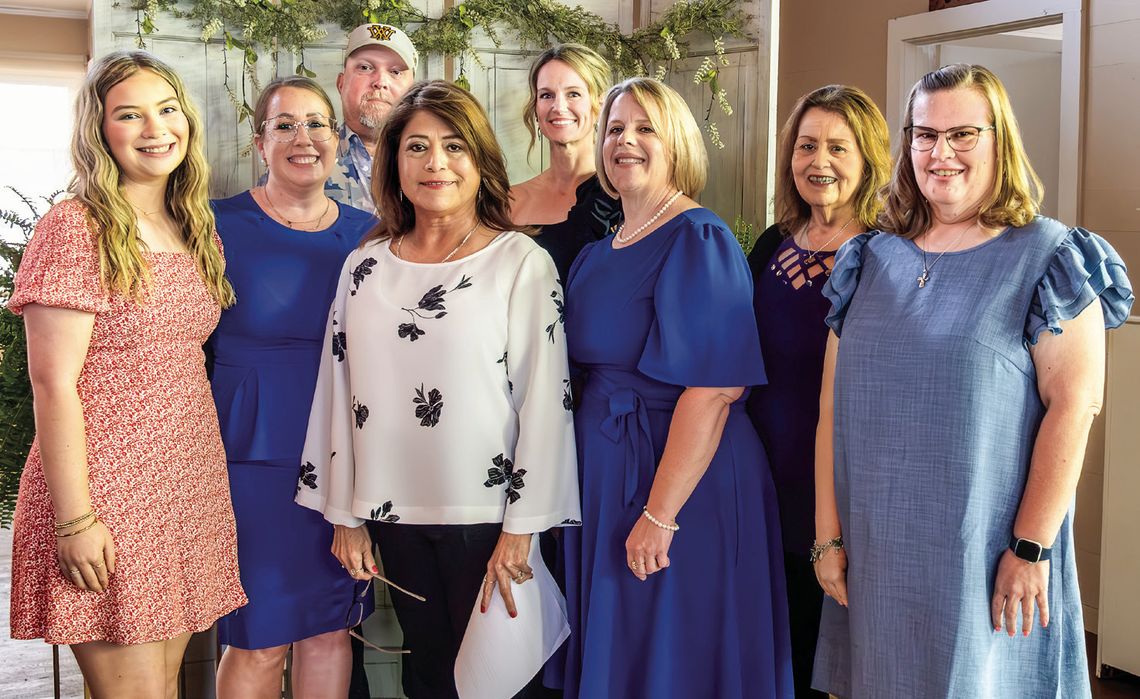 The 2025 Yorktown Chamber of Commerce leadership includes, from left, Brylee Clayton, Executive Director Katie Newman, Vice President Chad Buesing, President Sylvia Hernandez, Secretary Tiffany Lemke, Director Mandy Hahn, Director Nelda Sertuche, and Director Amy Lamprecht. PHOTO BY ELE CH...