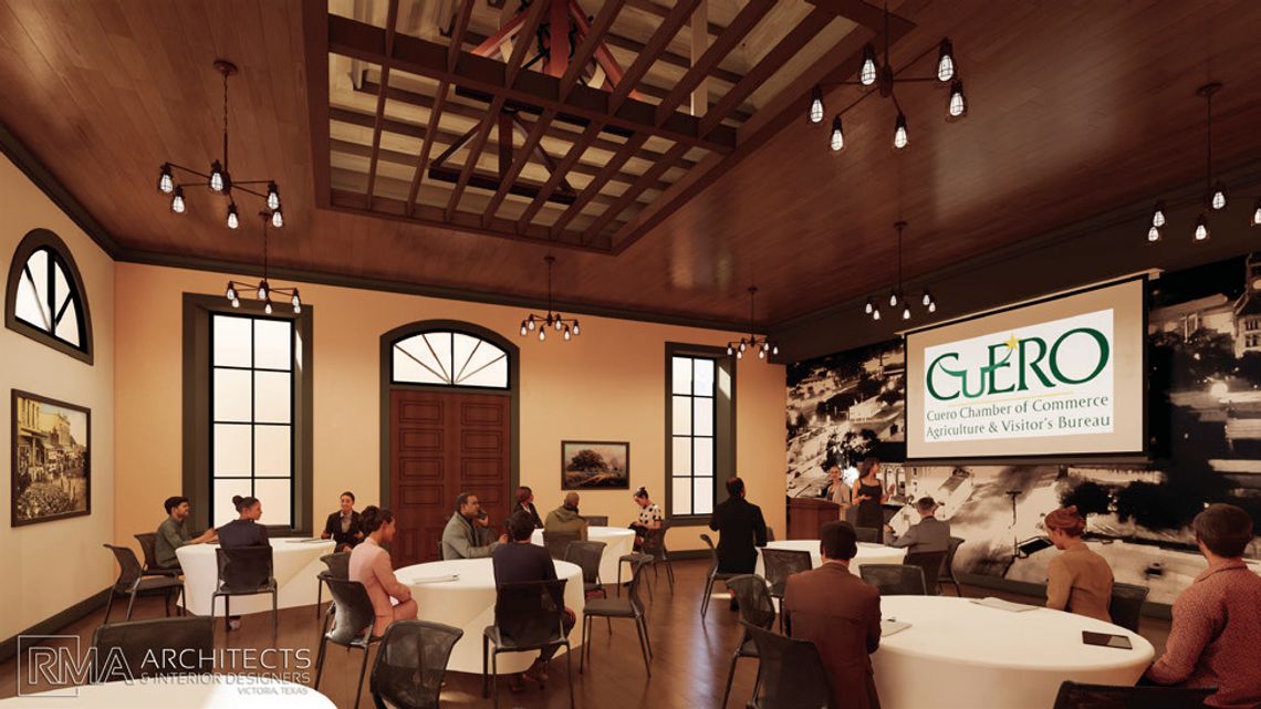 Interior view of proposed renovation at the old Fair building for use as a Cuero Chamber of Commerce Visitor’s Center. (Contributed Photo)