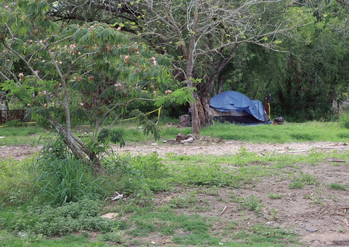 The former resident of 216 S. Church Street, a relative of the owner, now lives in a tent on the property. Some have expressed concern for the man’s welfare as temperatures rise in summer. STAFF PHOTOS