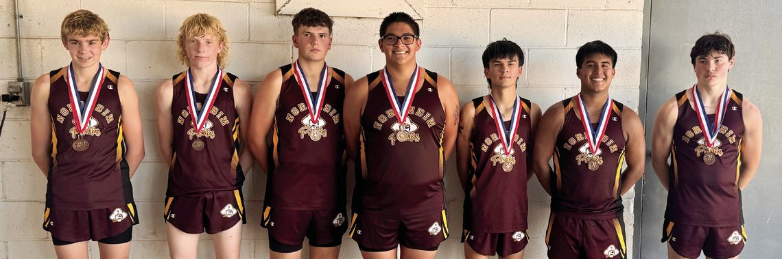 The Pirates placed 3rd as a team. L-R: Layne Wisian 6th place, Mayson Buch 20nd, Connly Metting 13th, Pedro Villanueva 30th, Michael Ramirez 16th, Jacob Torres 31st, and Skylar Garcia 5th. CONTRIBUTED PHOTOS