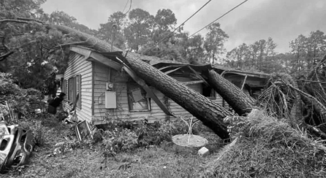 A home in Houston damaged by Hurricane Beryl. GOFUNDME