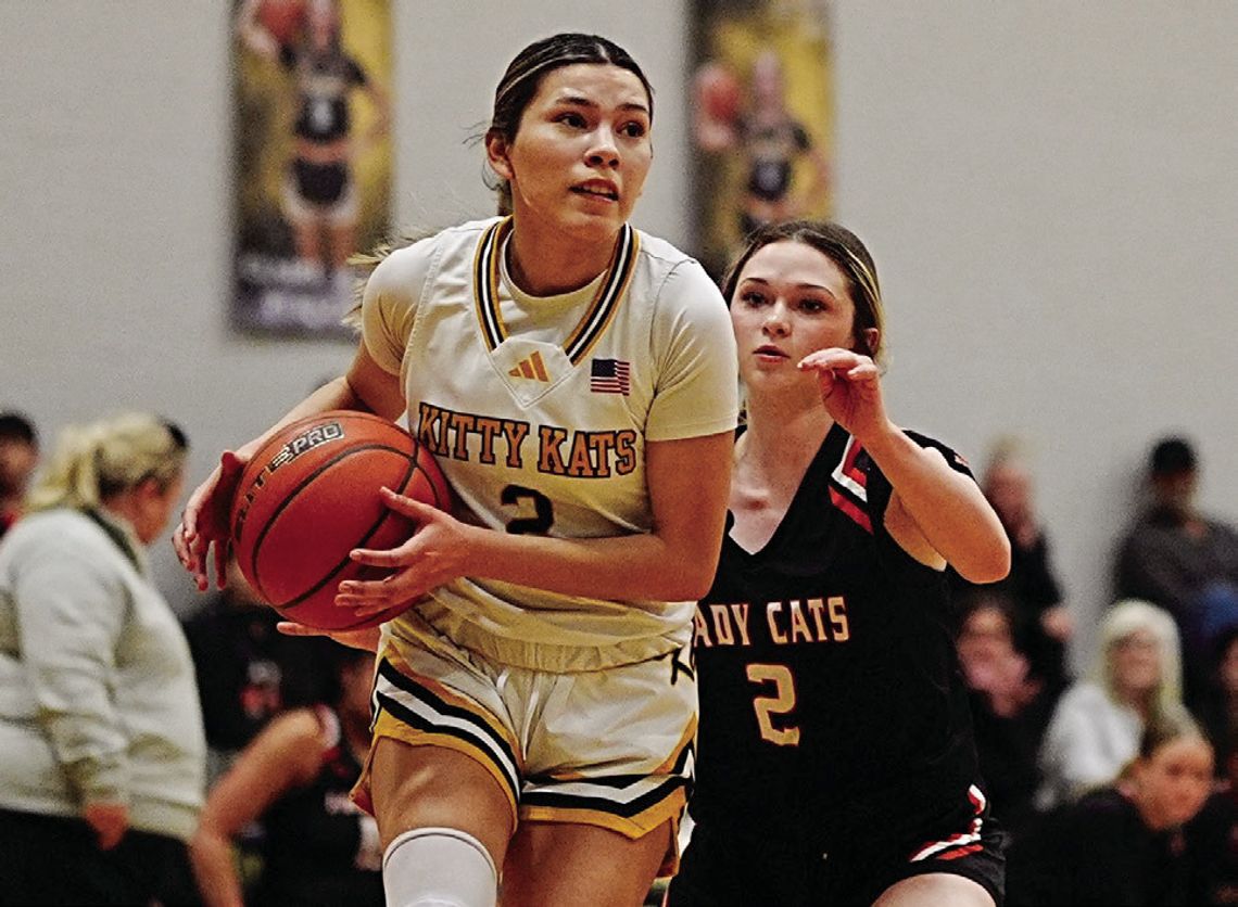 Kitty Kat senior Nina Villarreal goes in for two of her 13 points against Refugio.