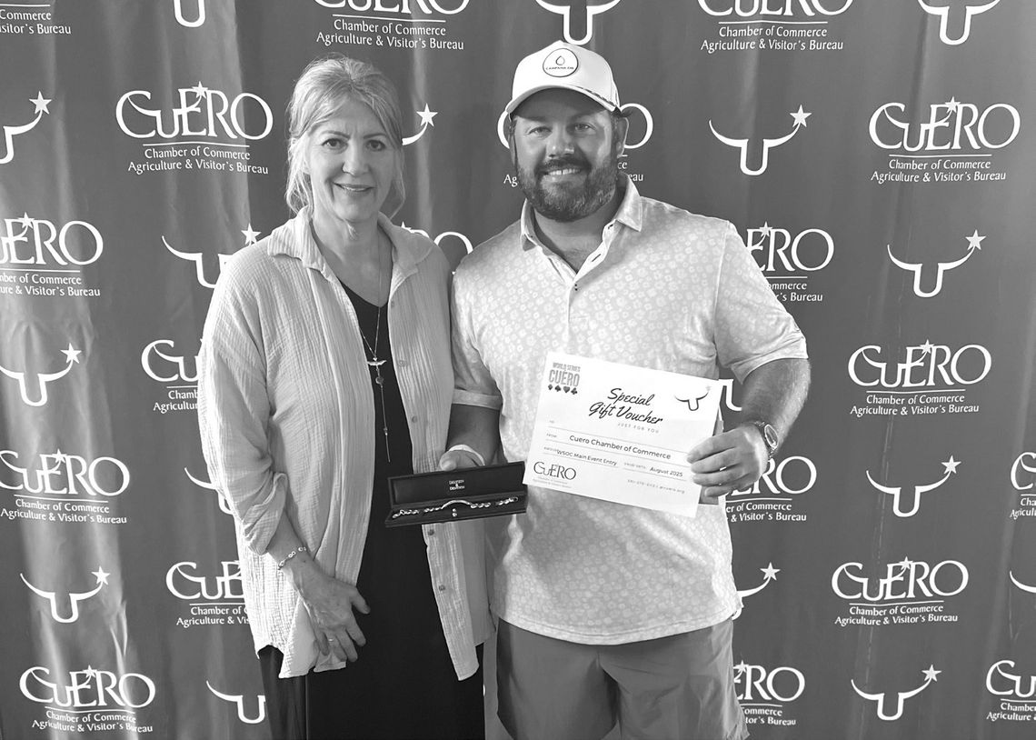 Chamber President Cecilia Hedrick with 1st Place winner Patrick Bell. (Contributed photo)