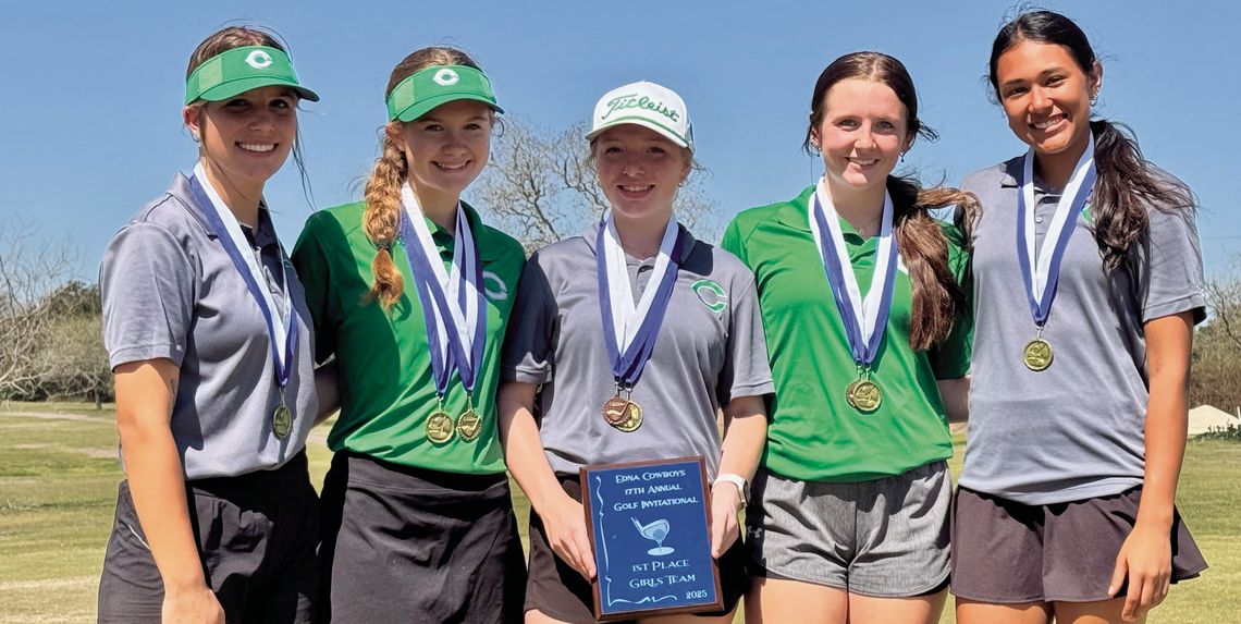 CHS ladies golf include, from left, Mackenzie Moncrief, Catherine Chilek, Lennie De-Marce, Brynlee Whitley, Sarah Rodriguez. (Contributed Photo)