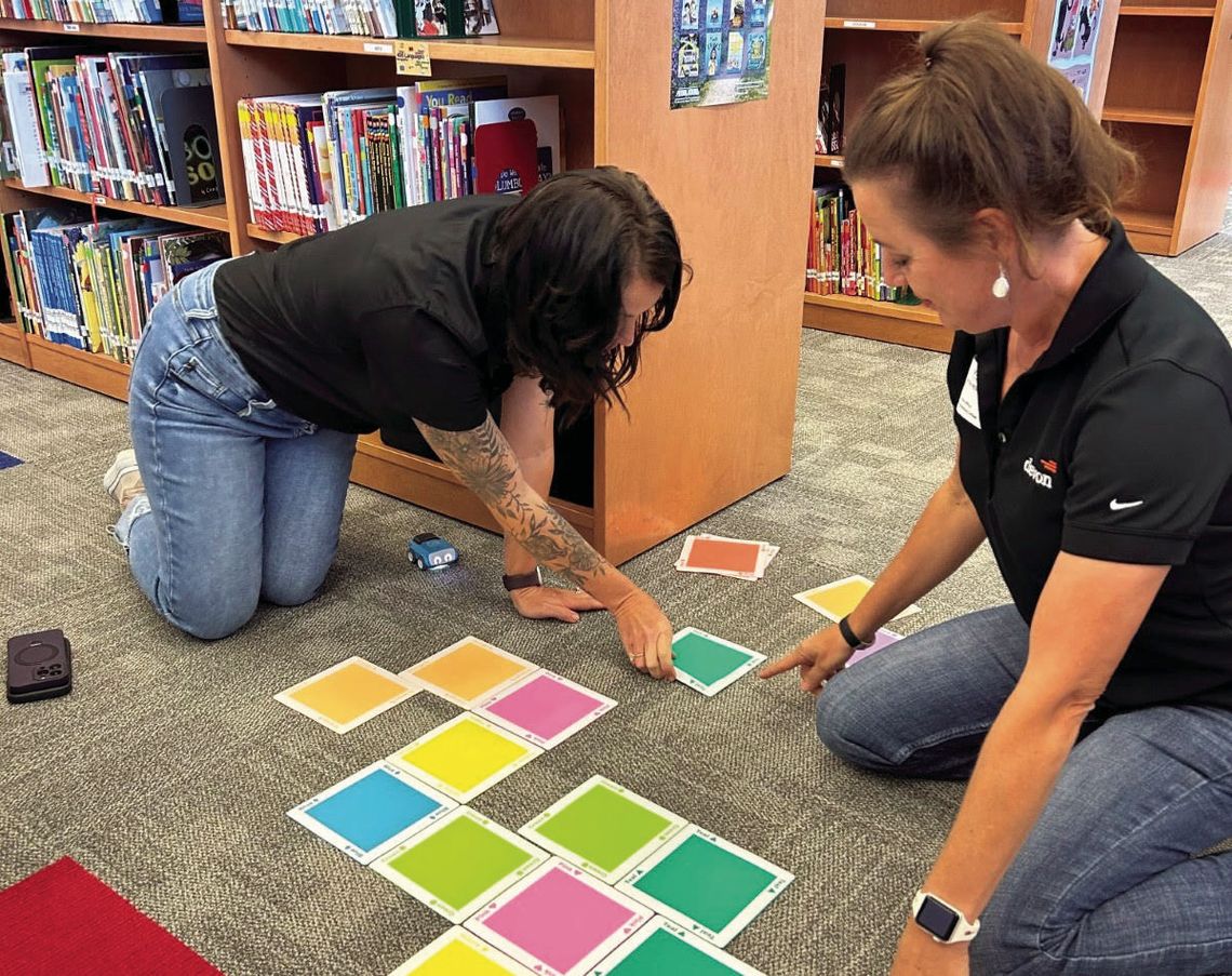 Volunteers set up the new STEM tools from Devon Energy. Hunt Elementary School recently held a STEM Refresh Night for families as part of their Magical Monday series. (Contributed Photos)