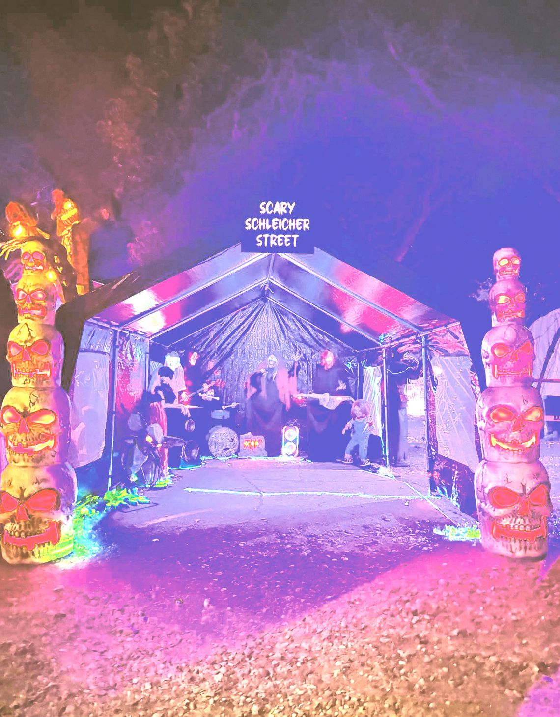 Scary Schleicher Street expands their annual Halloween display