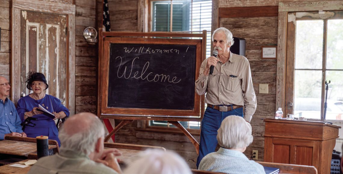 Dr. James Kearney discusses the history of German immigrants in Texas at Kaffeeklatsche on March 23. The gathering celebrated the release of the book he translated from German for the DeWitt County Historical Commission. (Photo by Ele Chew)