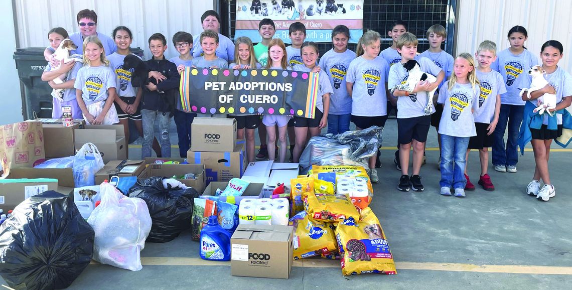 Twenty two students from Yorktown Elementary School collected 578 items to donate to Pet Adoptions of Cuero. CONTRIBUTED PHOTO